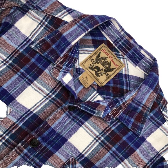 Red Camel Mens Flannel Shirt Size XL Blue Red Plaid Super Soft Casual All Cotton - Picture 1 of 8